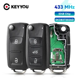 KEYYOU zdalny kluczyk do samochodu VW VOLKSWAGEN 5K0837202AD Beetle/Caddy/Eos/Golf/Jetta/Polo/Scirocco/Tiguan/Touran/UP 5K0837202 AD