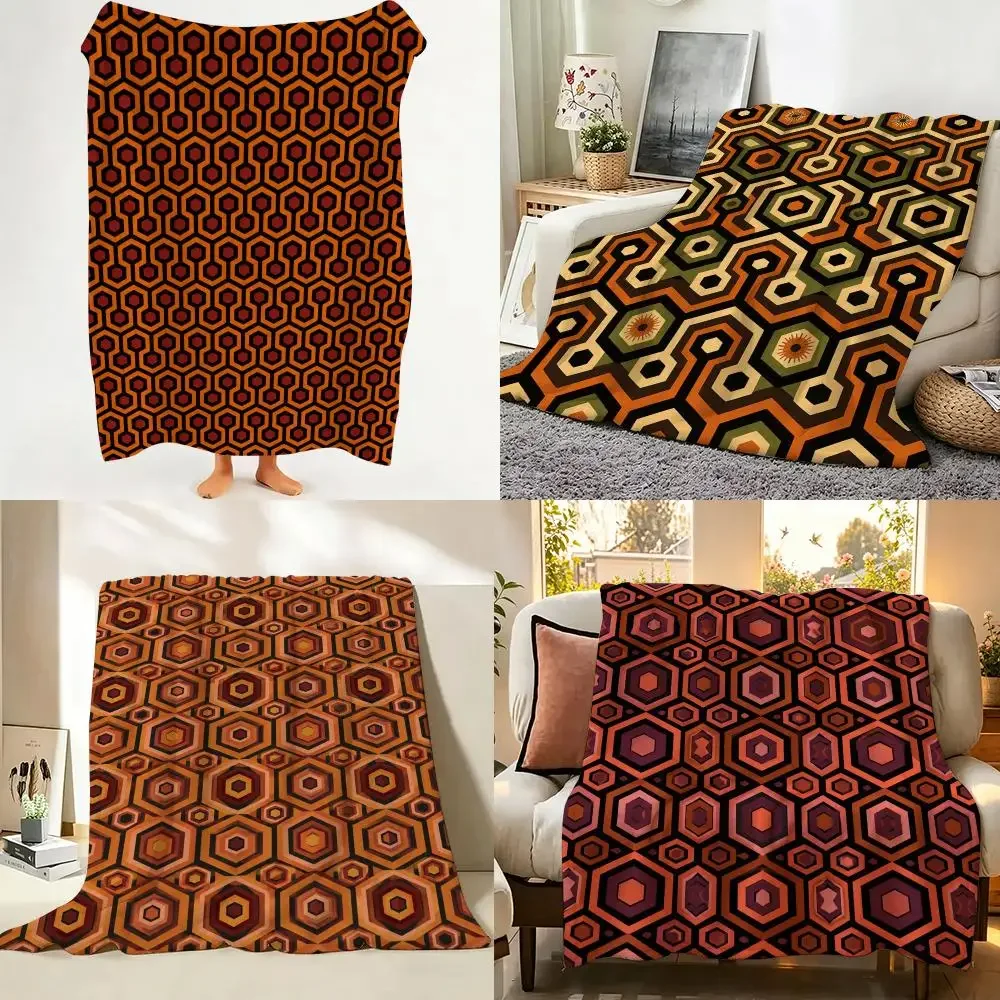 Classic Overlock Pattern Throw Flannel Throw Blanket Suitable warm for Sofa、Living Room、Bedroom soft