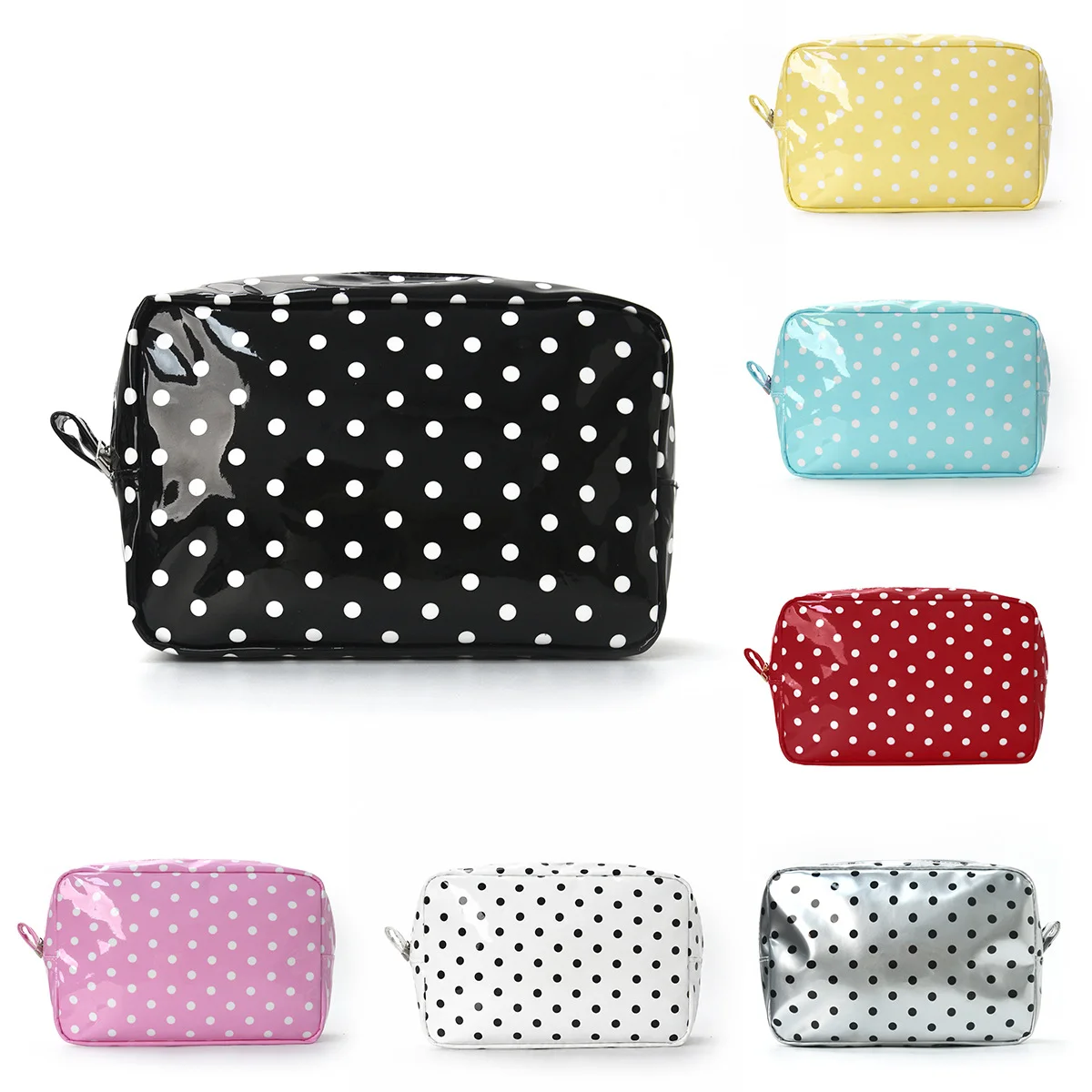 Large-capacity waterproof cosmetic storage bag, polka dot makeup bag, high-looking portable travel makeup bag