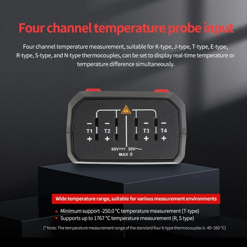 Imagem -04 - Termômetro Digital Canais Temperatura Data Logger k j t e r s n tipo Termopar Tester Termômetro Bluetooth Uni-t-ut325f
