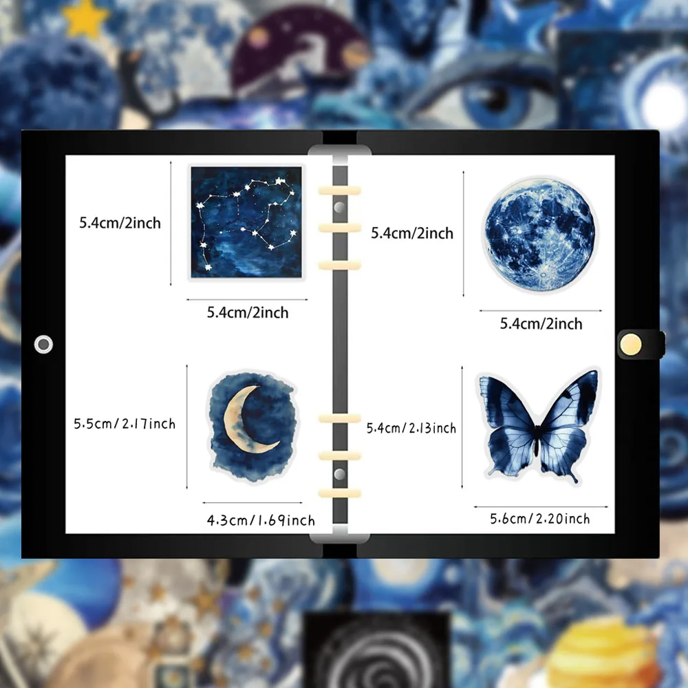 50 Uds. Pegatinas creativas de Material transparente para mascotas, espacio azul, decoración de funda de teléfono, cuaderno DIY, pegatinas personalizadas con taza de agua