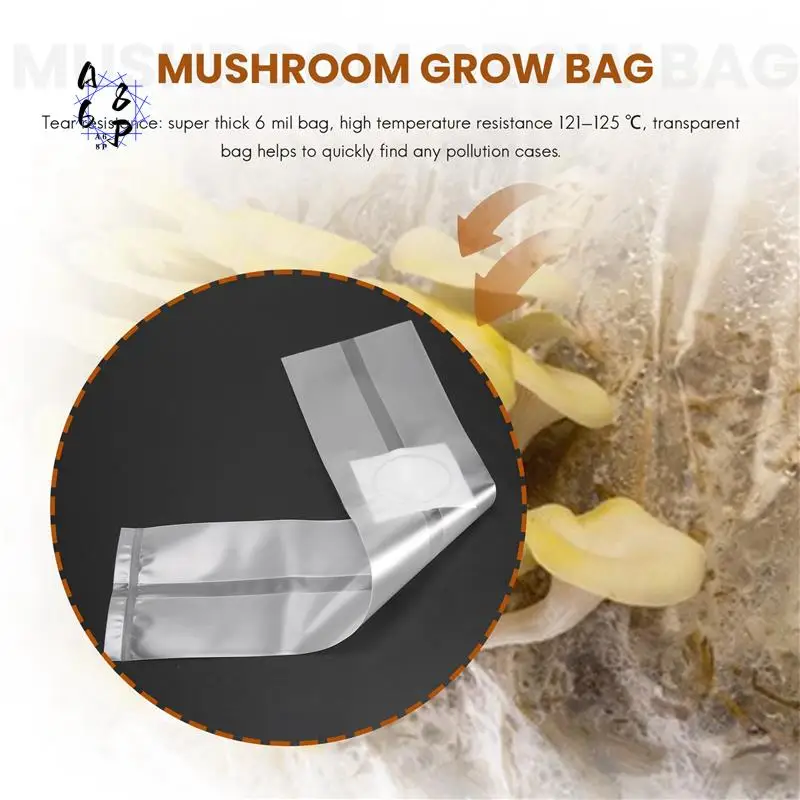 

A68P-100Pcs Mushroom Growing Bag Spawn Bags Thick 6 Mil Bags 5.9Inchx13.8Inch 0.2 Micrometre Filter Breathable Autoclavable