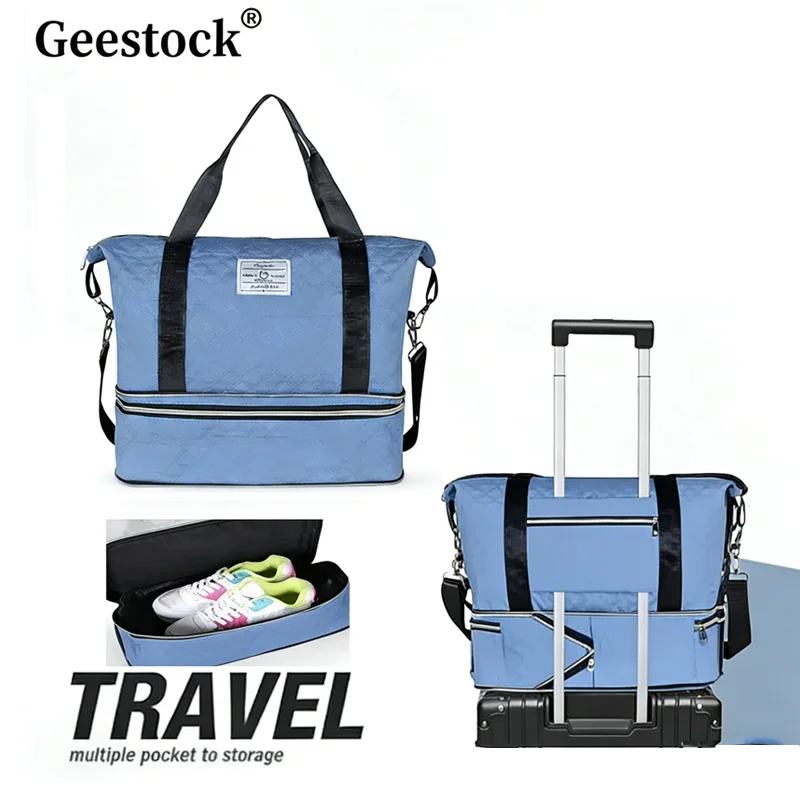

Geestock Expandable Travel Duffle Bag Large Capacity Luggage Bag Lightweight Gym Tote Bags Portable Weekender Overnight Bag