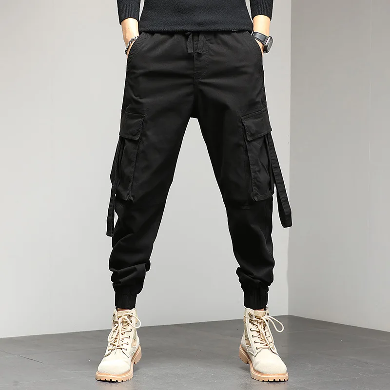 Vestiti primaverili da uomo Harajuku pantaloni Cargo Hip Hop alla moda tuta multitasche con coulisse Harem pantaloni moda uomo E517