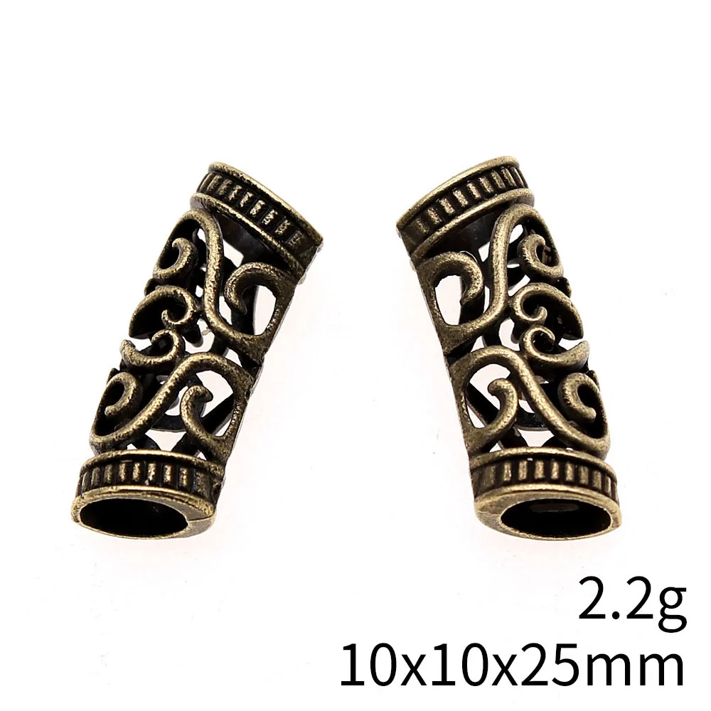 10Pcs Hollow Haar Vlecht Dreadlock Voor Sieraden Maken 10X10X25Mm Antiek Brons Kleur Sieraden Accessoires