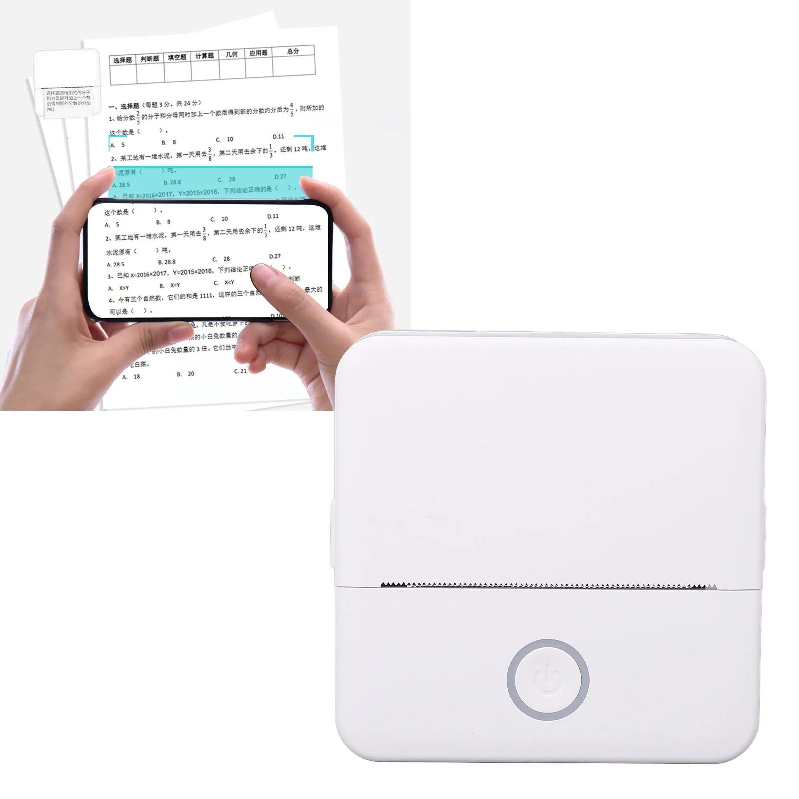 포켓 블루투스 프린터 10 롤 종이가있는 가정 및 학교 용 소형 다기능 무선 열 스티커 메이커 기계