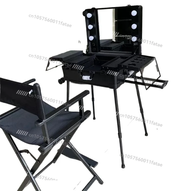 

Telescopic Makeup Case Small Luggage Shape Makeup Case with Chair and LED Lights Cosmetic Case TO Organizer Small Thing