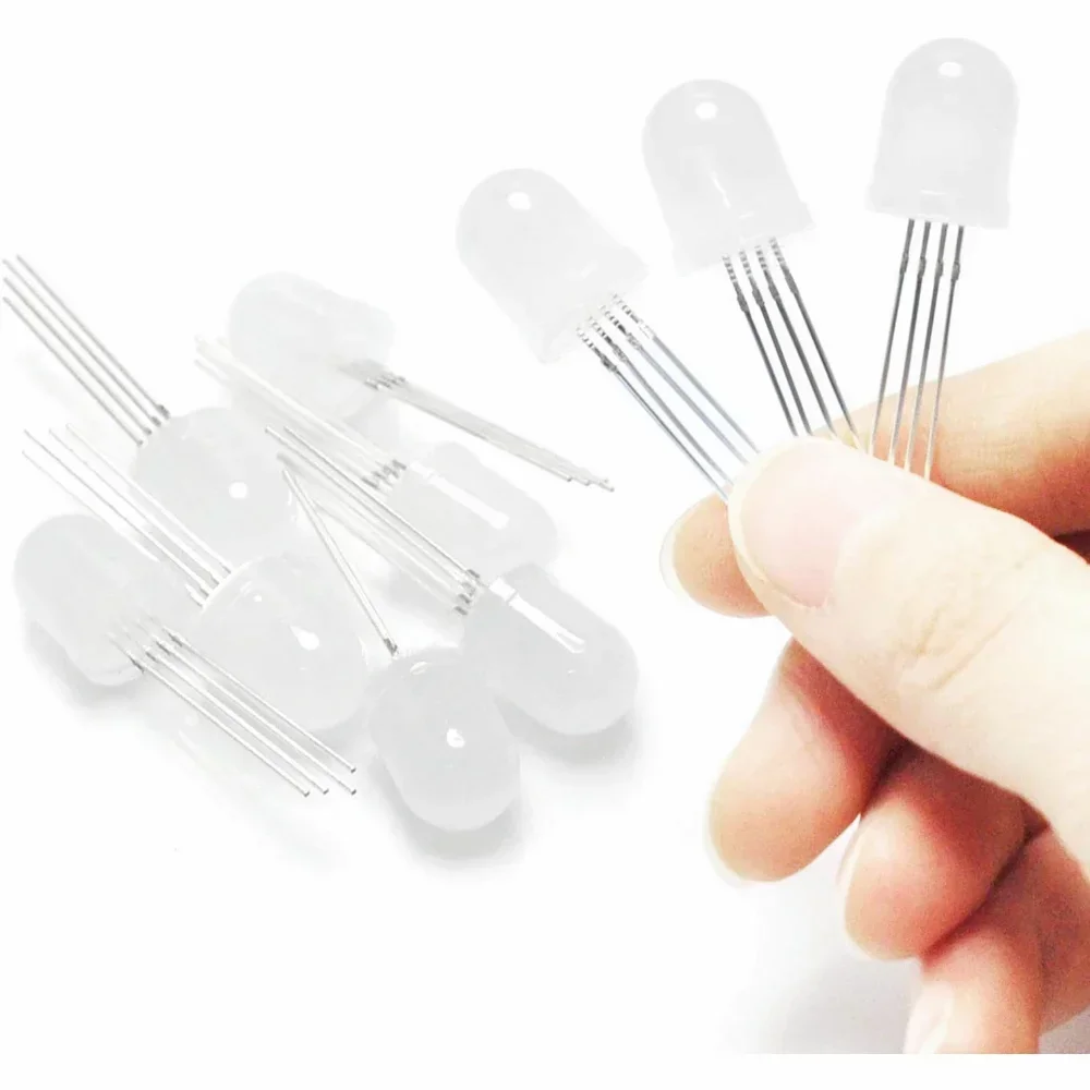 10/50/100pcs LED Diode RGB Fog Diffused Common Anode Light Emitting Diodes 5MM 8MM 10MM Long feet Electronics Components