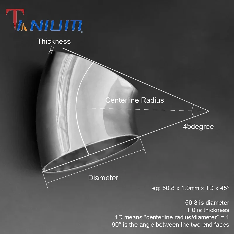 Gr2 Exhaust 60/63/70/76x1.0mm Titanium Bends 45 Degree Titanium Elbow