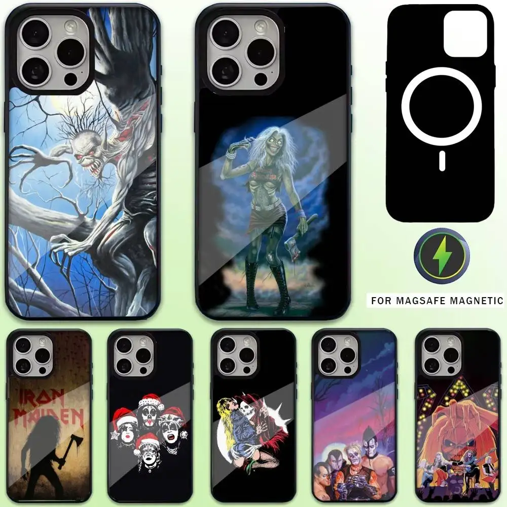 

Band I-Iron M-Maiden Painting Phone Case For iPhone17,16,15,14,13,12,11 Plus,Pro Max Magnetic For Magsafe Wireless Charging