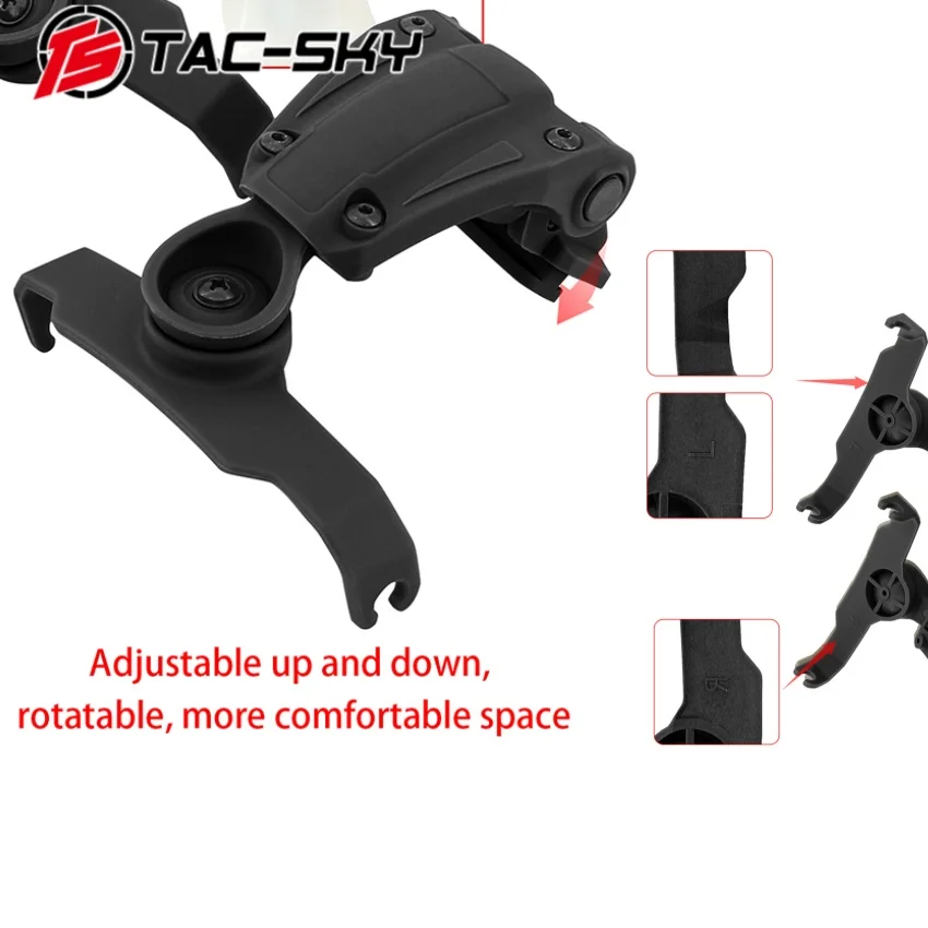 TS TAC-SKY Adapter for M-LOK Helmet Rail Mounting, Compatible with Walkers Razor Slim Electronic Hearing Protection Earmuffs