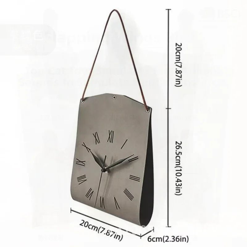 Nordic Style Leather Wall Clock Retro Artistic Living Room Decorative Clock Single-sided Battery Operated Wall Decor for Home