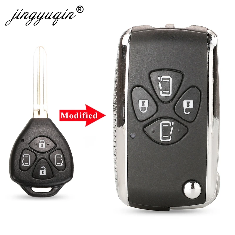 jinyuqin Modified 3/4 BTN Flip Key Shell For Toyota Alphard Corolla RAV4 Yaris Prado Camry Crown Avalon Remote Key Case Upgrade