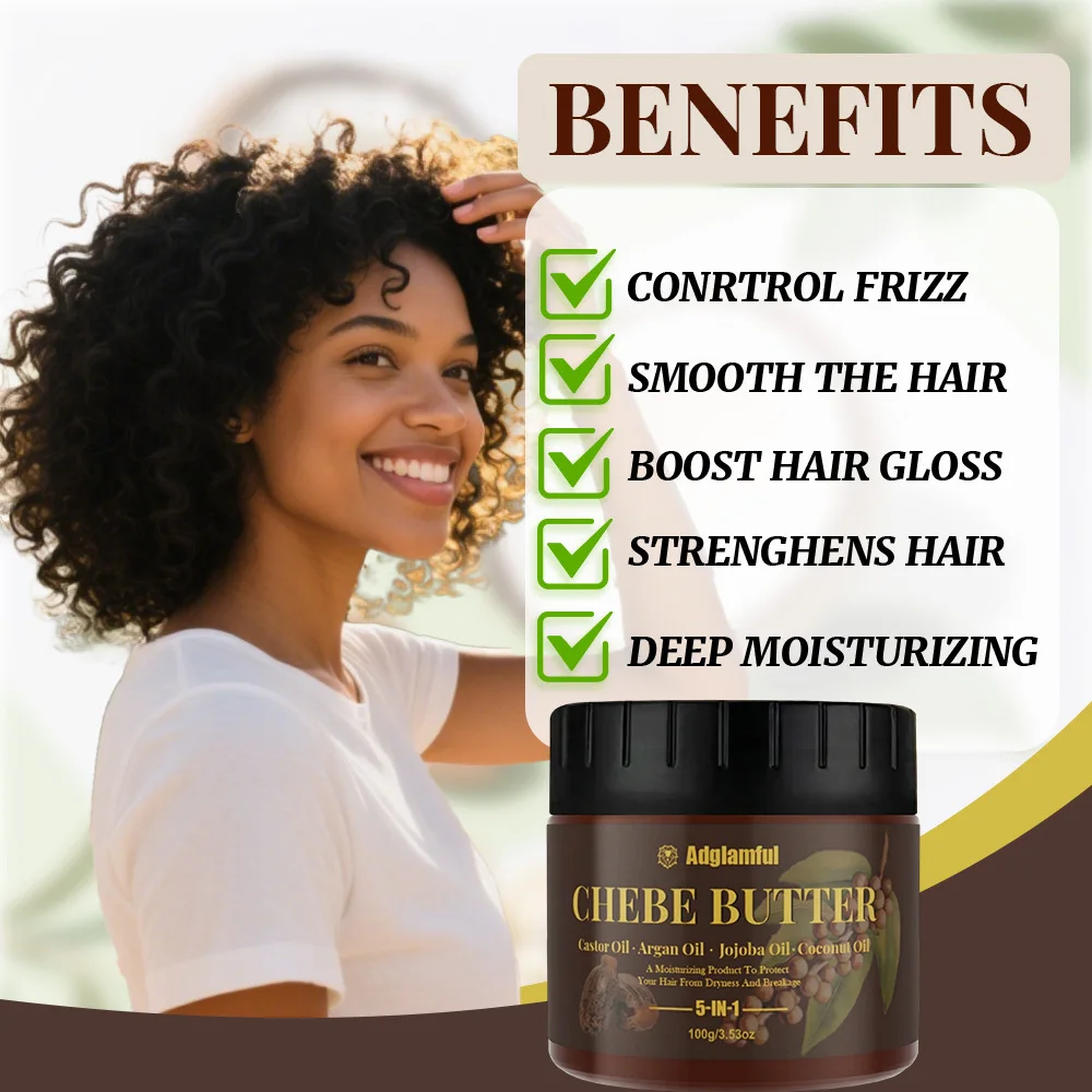Castor Oil 5-in-1 Chebe Butter Salon-Grade Care Strengthens Hair and Prevents Breakage Deeply Moisturizes and Locks in Moisture Daily Hair Care for Women for Daily Home Use