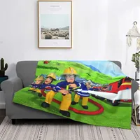 Fireman Sam Blanket Flannel Winter Cartoon Gift Breathable Super Soft Throw Blanket for Bed Car Plush Thin Quilt