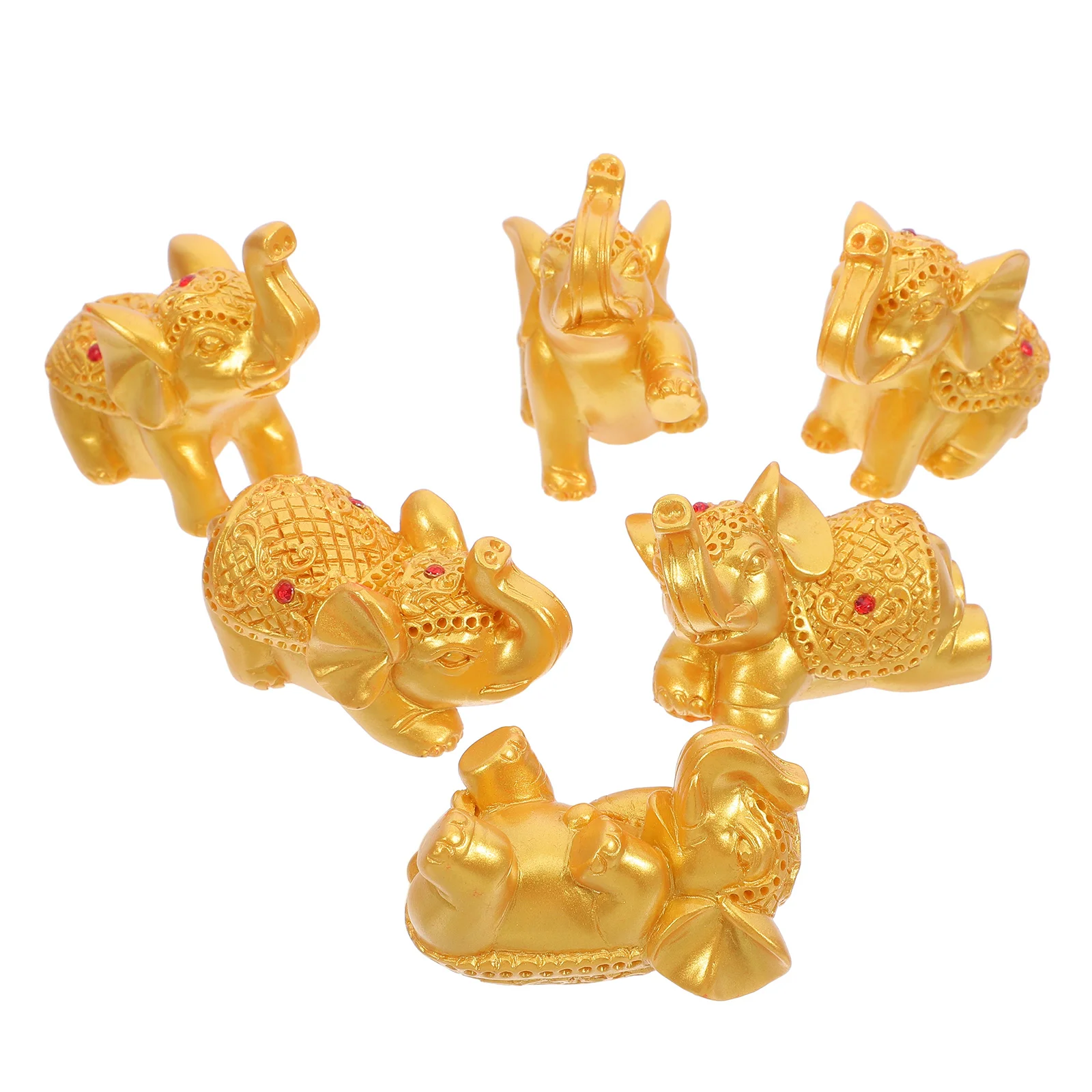 

6 Pcs Resin Elephant Statue Decorative for Home Bedroom Lucky Cute Creative Ornaments Craft Shelves