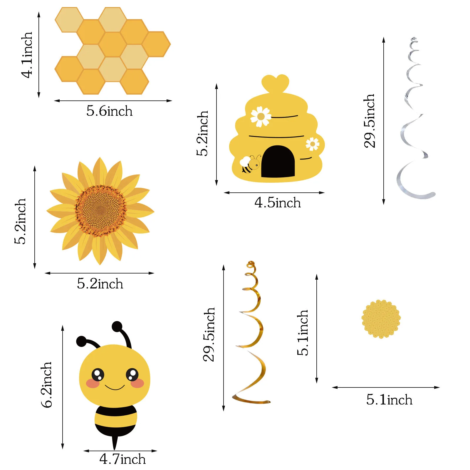 PVC Spiral Hanging Card SWEET BEE Bee Themed Party Sunflower Honey Birthday Scene Layout