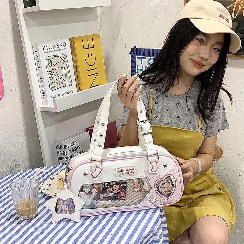 Bolsa de ombro feminina de alta capacidade, bolsas doces para meninas, moda japonesa, axilas, MBTI-Kawaii, Jk, 2024