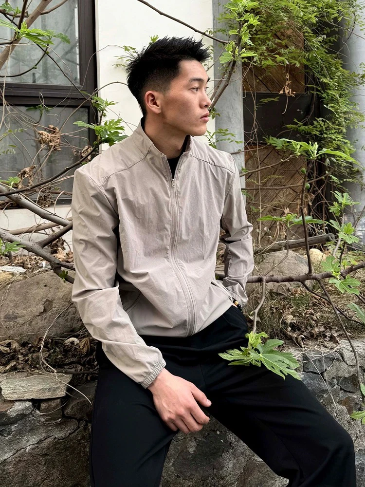 

American Sle Summer Cool Feeling Qui Dry Breathable Stand Collar Men's Casual All-Match Tee-Dimensional Cut Sun Protect...
