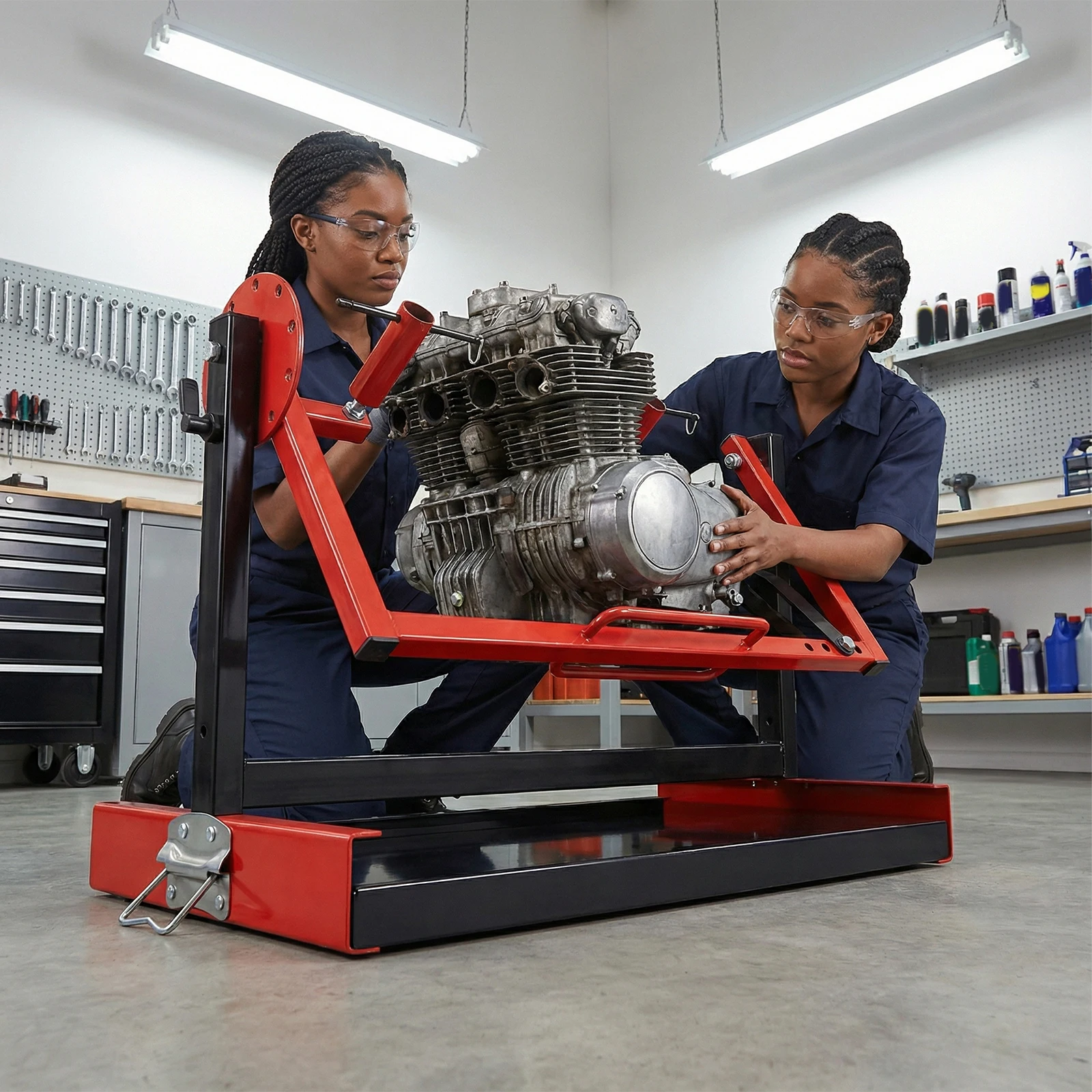 

Подставка для двигателя мотоцикла, простая в сборке, регулируемая, для вертикальных одноцилиндровых 2- или 4-тактных двигателей