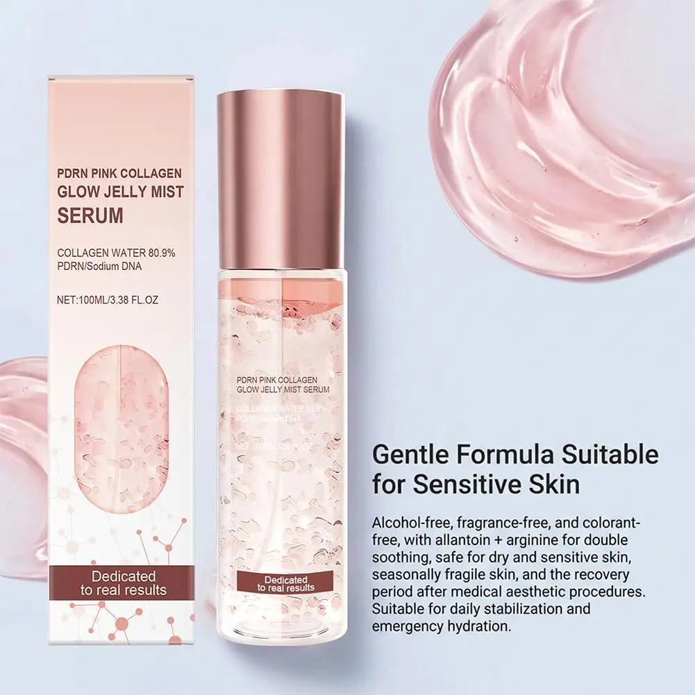 Sérum em Spray Glow Jelly Mist 100ml com PDRN, Colágeno, Ácido Kójico, Cúrcuma e Vitamina C, Hidratante e Iluminador para Todos os Tipos de Pele