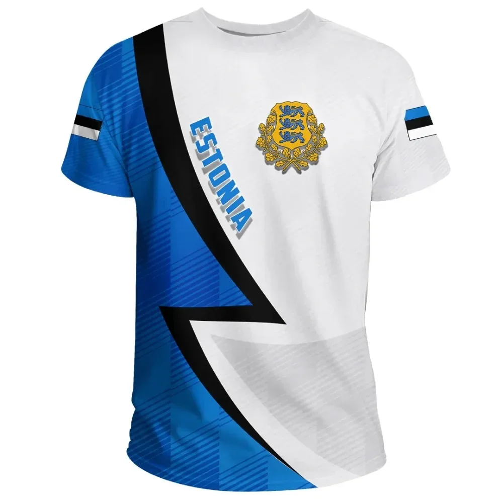 Fashion New Estonia Flag Graphic 3D Printed T-shirt Estonia Emblem Men’s Sports Tops  National Day Gifts Personalized Tee