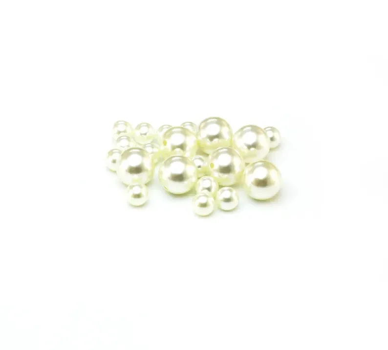 50pcs Half Drill Pearls, White Round Pearl, Faux Pearl Cabochon, Loose, DIY Decoration, Jewelry Making Supplies -B05