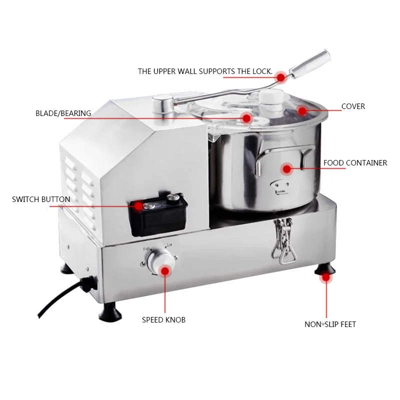 220V Electric Cutter HR-6L/9L/12L Vegetable Chopping Machine Ginger Garlic Tomato Sauce Meat Chopping Machine