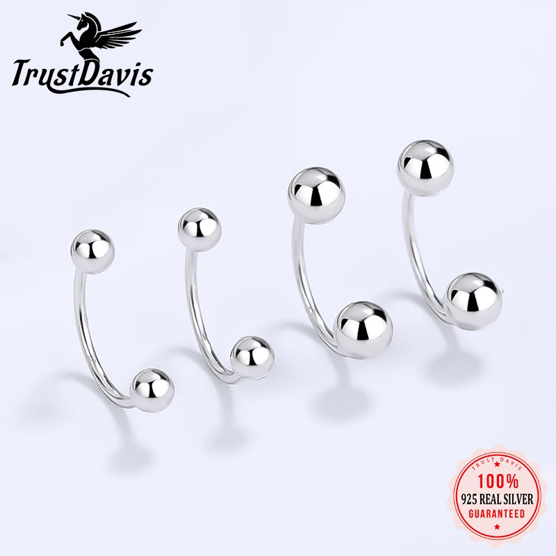 Trustdavis Real 925 Sterling Silver Fashion Charm double Beads Screw Stud Earrings For Women Wedding Party Fine Jewelry DA2347