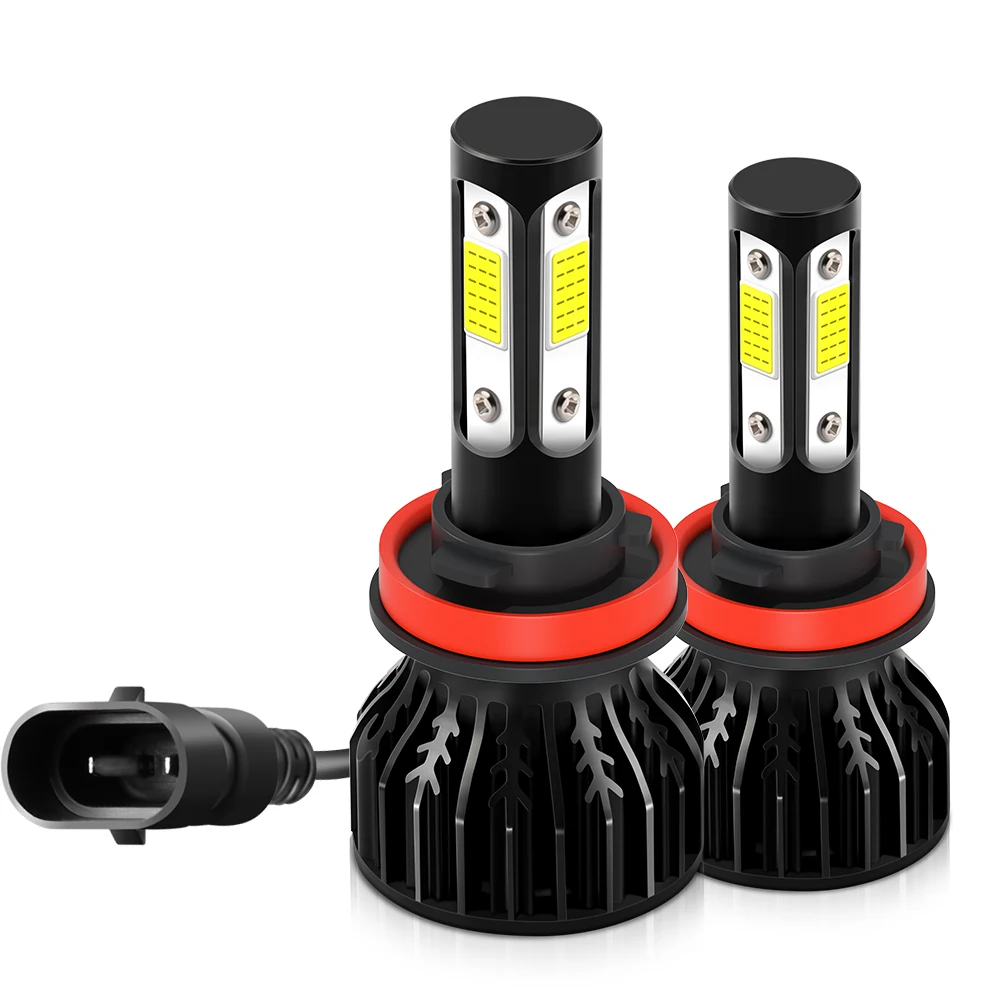 H11 Car LED HeadLight Bulbs H11 Highlight  4 Side 360°degree COB Chips 12000LM 6500K White Auto Light Bulbs