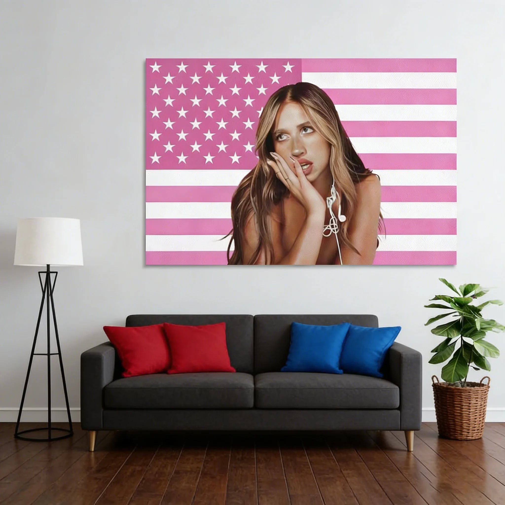 Tate McRae Pink American Flag Tapestry Wall Hanging Cloth Wall Art Aesthetic Room Decor Hip Hop Style Tapestry For Bedroom Home