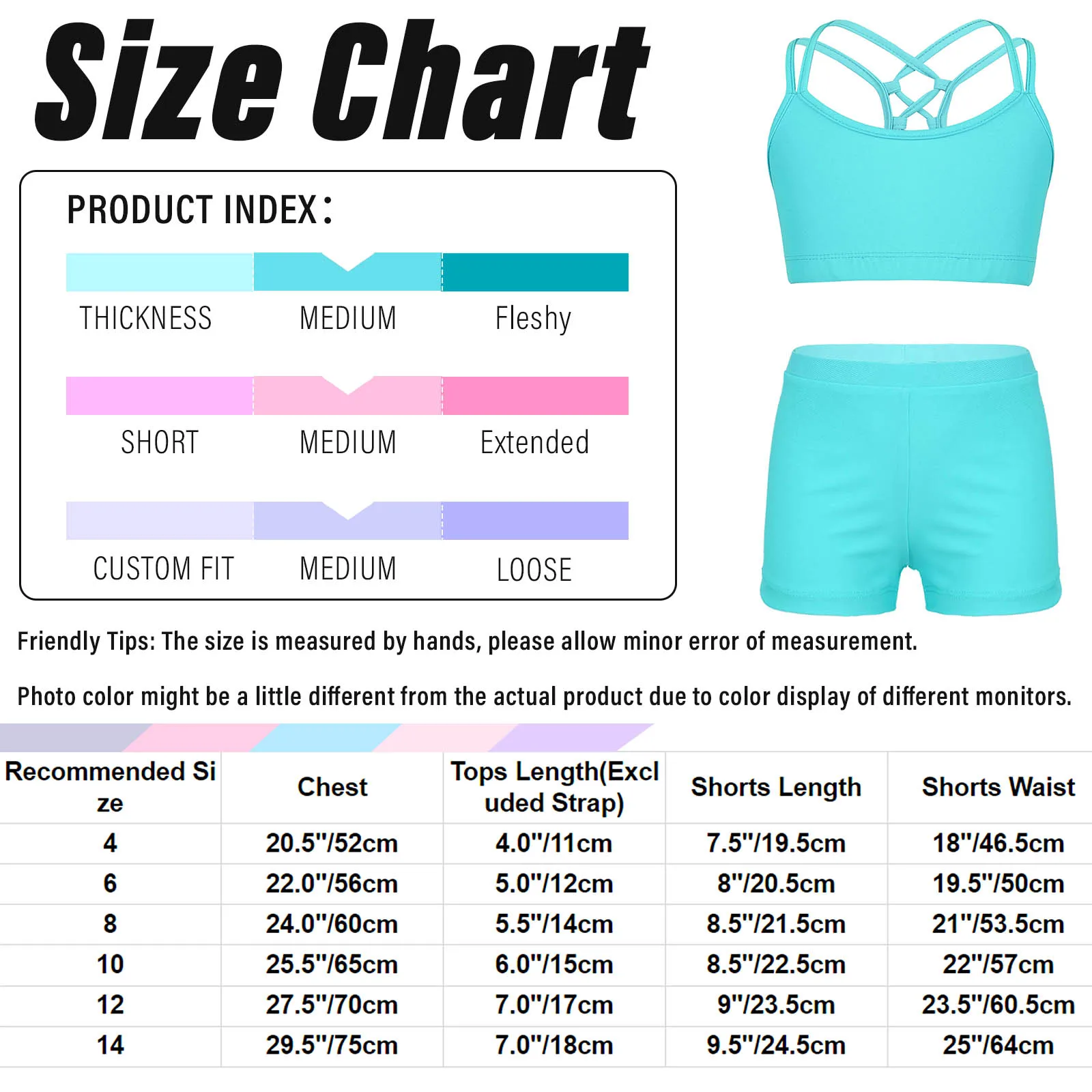 Kids Girls Sports Outfits Ballet Dance Sets Sleeveless Crop Top with Elastic Waistband Shorts for Swimming Bathing Beachwear