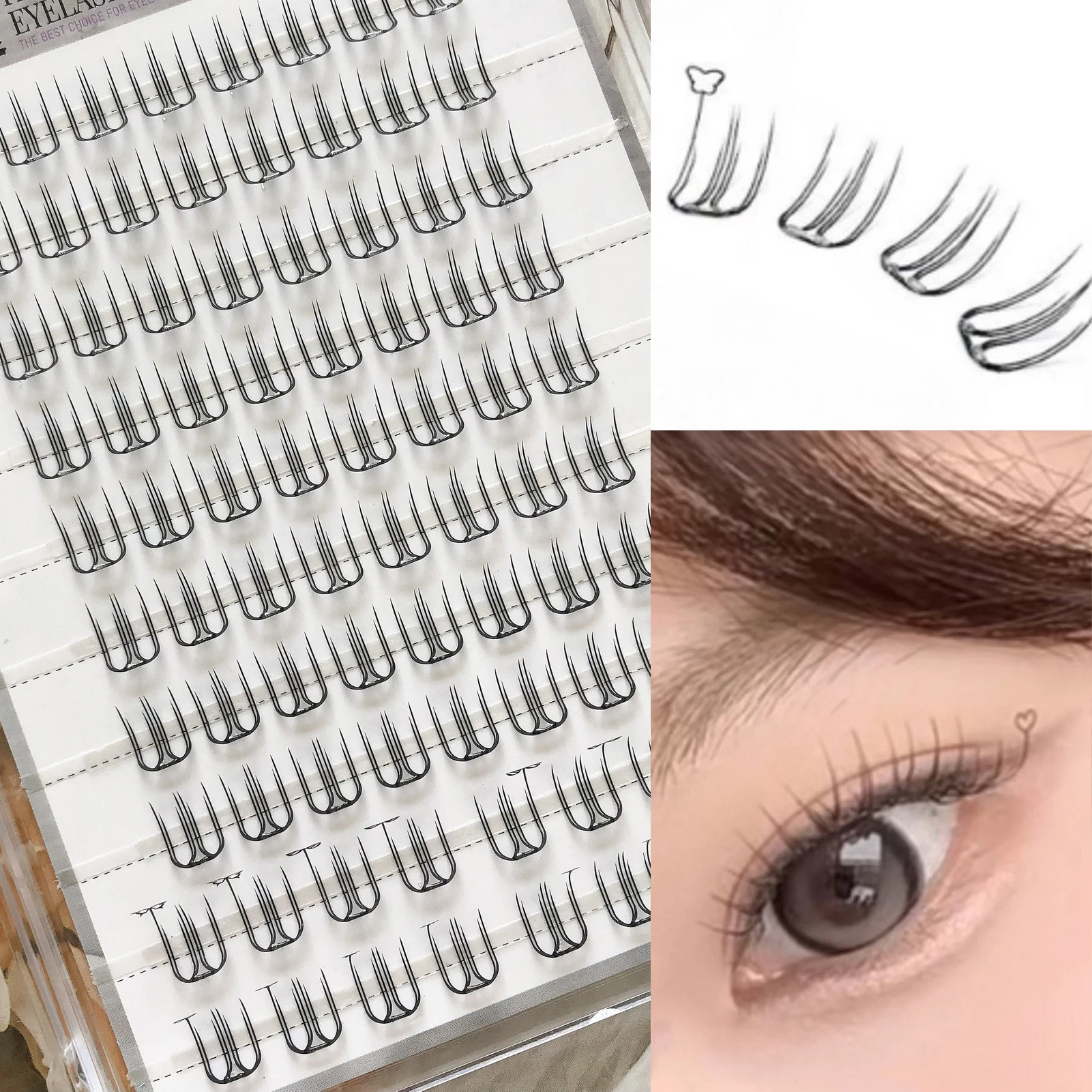 DIY wimperextensions Koreaanse stijl U-vorm valse wimpers Individuele clusterwimpers natuurlijk Zachte dagelijkse nepwimper Make-up