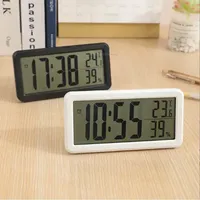 Battery Powered LCD Digital Wall Clock Time Temperature Date Desktop Table Clock With USB Cable 12/24H LCD Clock for Living Room