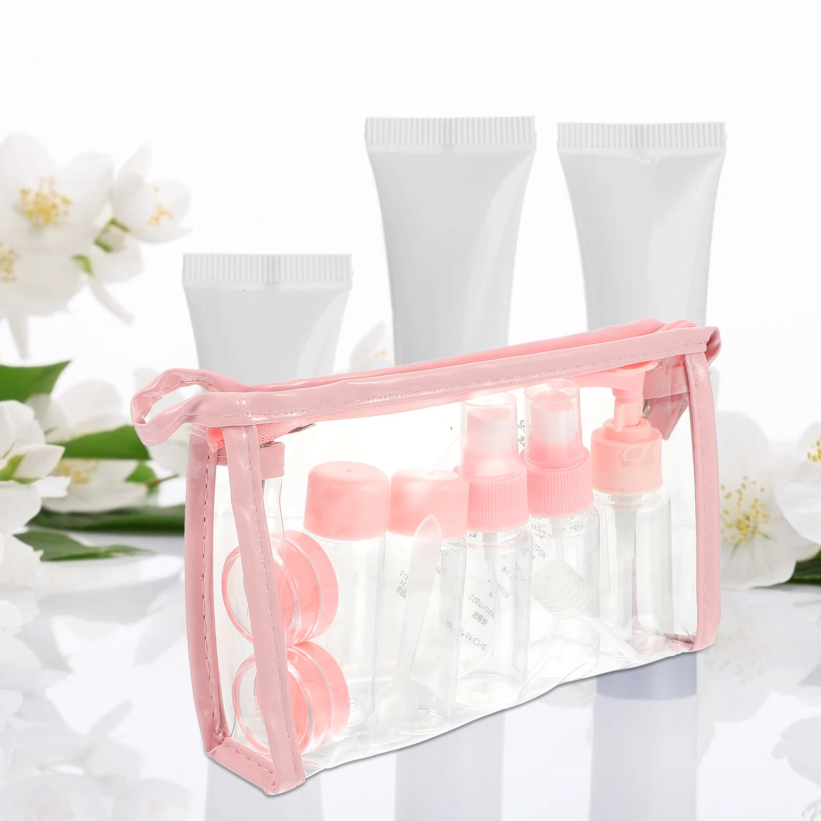 

1 set Travel Kit Plastic Bottles Containers Reusable Sub packaging Lotion Cream Haircare Skincare Gifts
