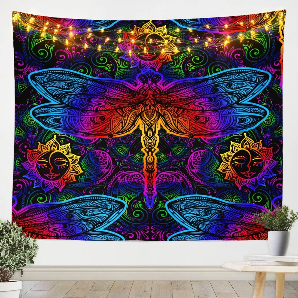 Dragonfly Tapestry Insect Animal Wall Hanging Grunge Vintage Style Tapestries Bedroom Living Room Dorm Decor Mural Blanket Cloth
