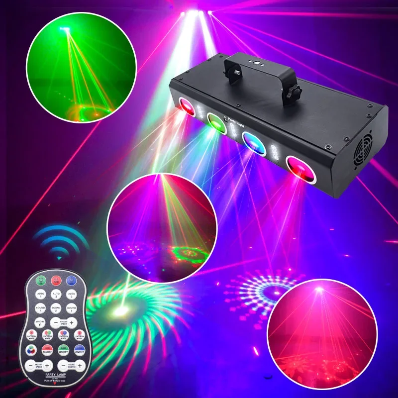 Nuove luci da palco Discoteca KTV Flash rimbalzante Ambiente rotante Luce laser per DJ ad attivazione vocale