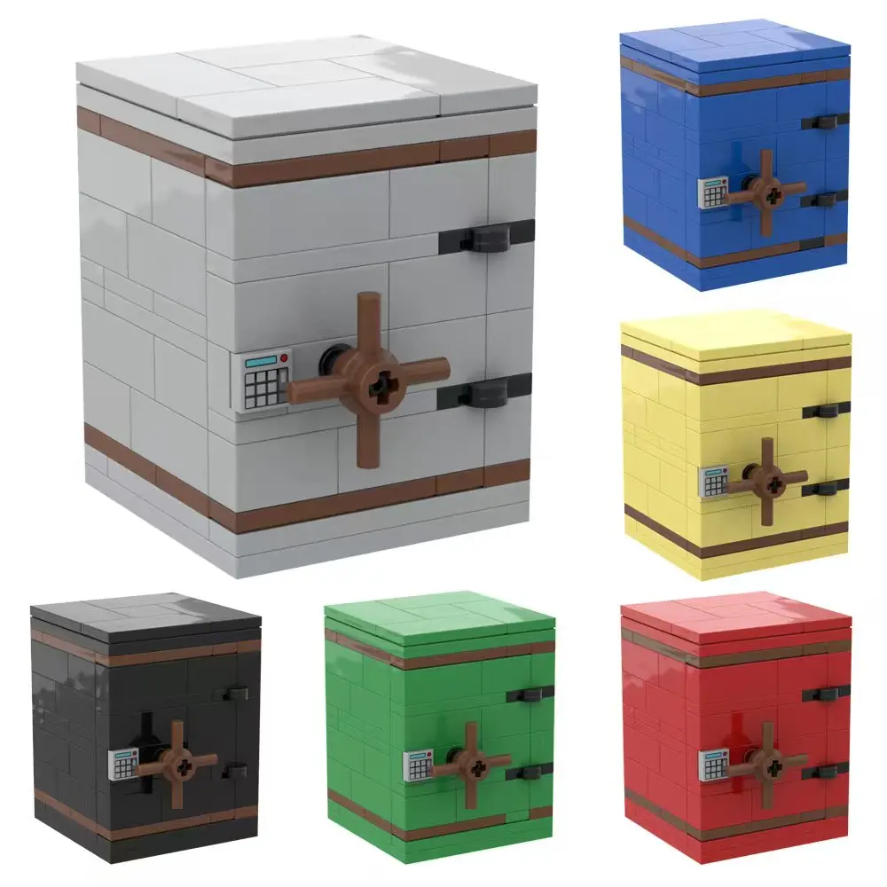 MOC City Strongbox Building Blocks Accessories Money Set Treasure Box Series Gold Silver Money City Bank ATM Brick Toys Gifts