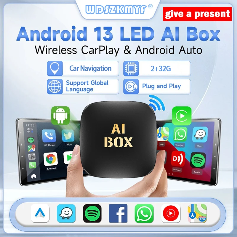 3 In 1 Android 13 New Carplay Adapter Wired to Wireless Carplay& Android Auto Cars Smart AI Box WIFI TF Card For Netflix Youtub