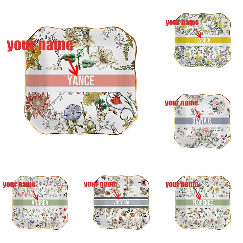 Customized Name Jewelry Display Plate Ceramic Plate Ornament Cloud Decoration Aromatherapy Candle Foyer Tray Key Storage Plate