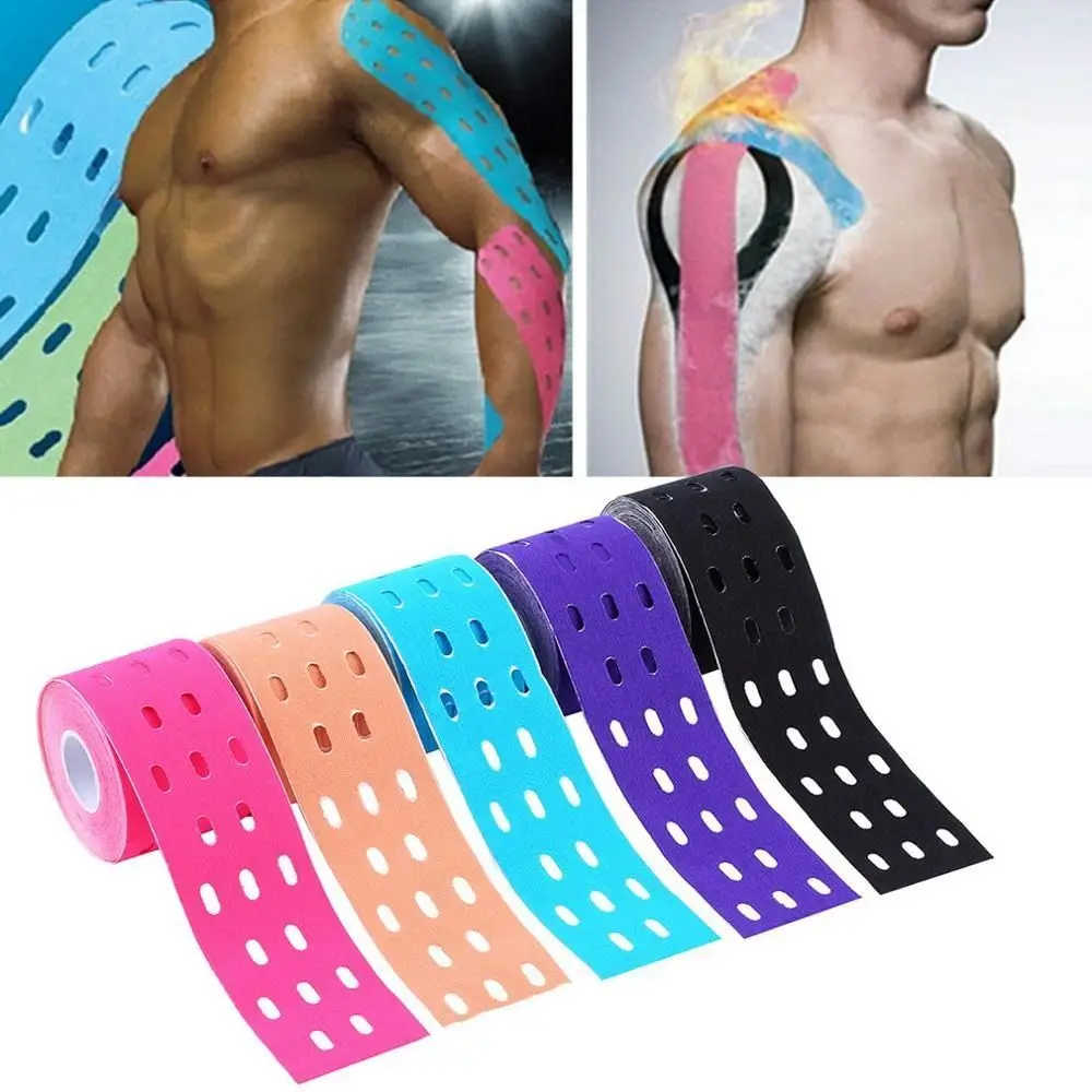 5m X 5cm Muscle Tape Physiotherapy Elastic Therapeutic Tape Perforated Breathable Self-Adhesive Bandage Basketball