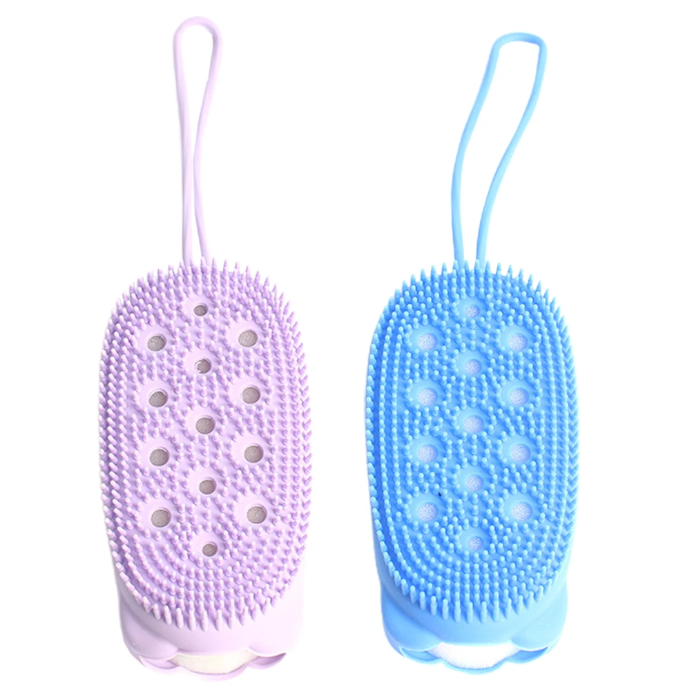 

2Pcs Shower Brush Bath Sponge Silica Gel Body Exfoliating Back Mud Bath Helper Bathroom Tool Soft Skin Massager