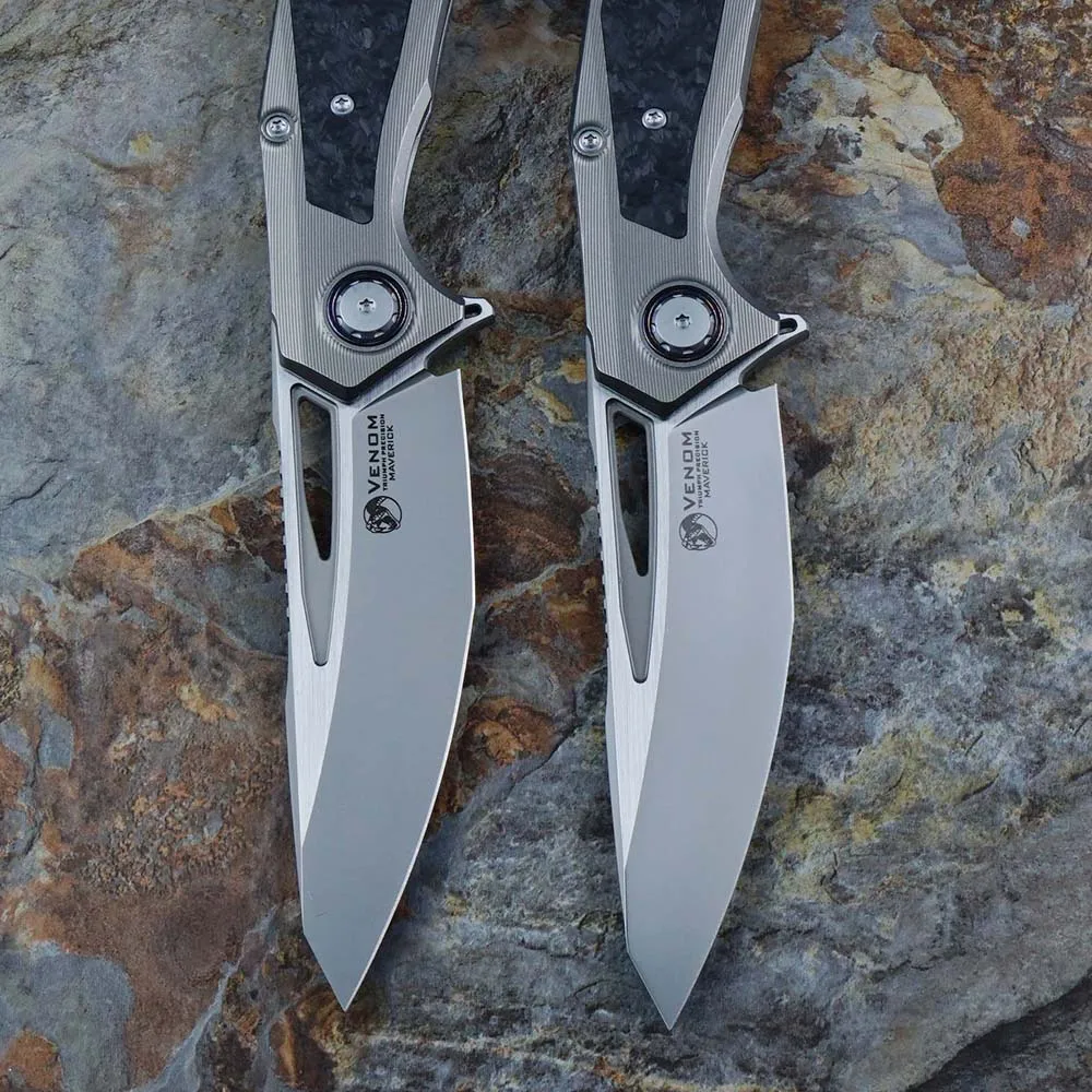 VENOM Folding Knife Lone Ranger M390 CF+Titanium Outdoor Camping Hunting Survival Pocket Kitchen Fruit Knives EDC Tools