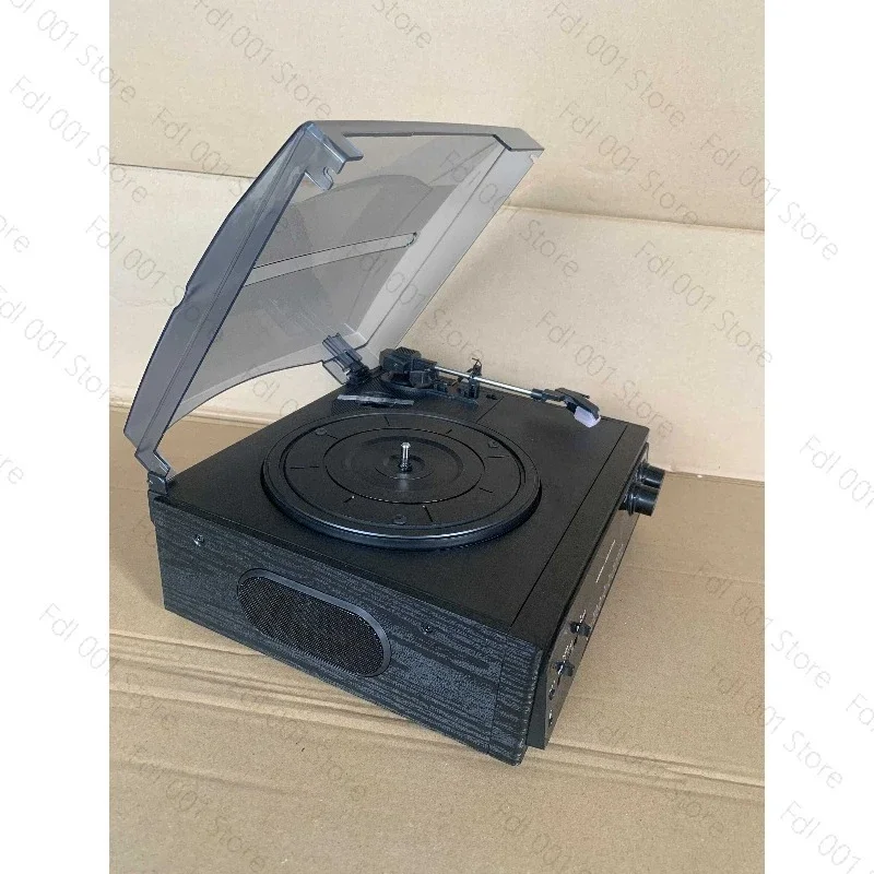 Vintage Vinyl Record Player Wooden Cabinet Two‑Way Bluetooth Turntable with Radio AUX Headphone Jack for Home Audio Use