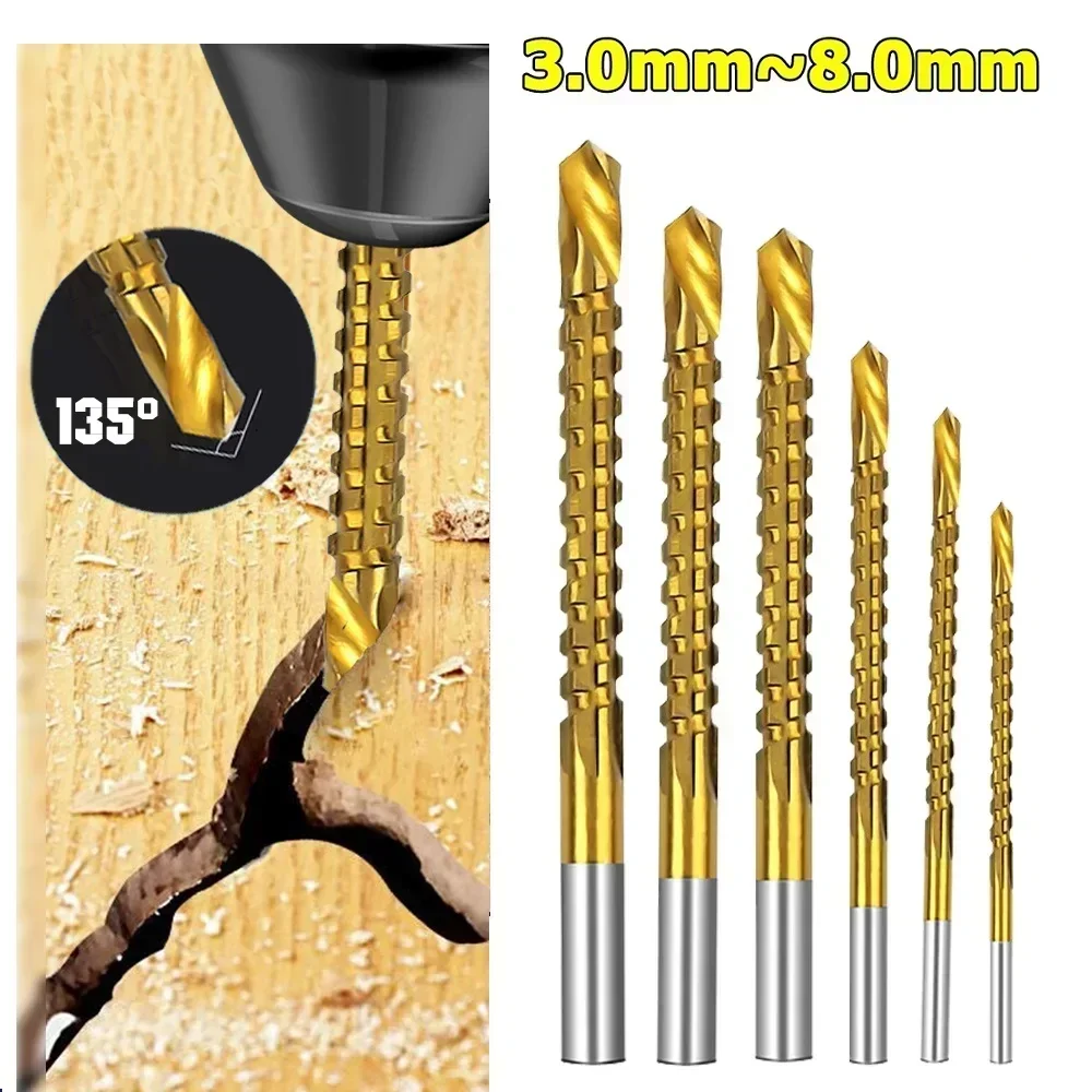 1 pz 3/4/5/6/6.5/8mm HSS 3 in 1 punta da trapano seghettata vite a spirale metrica composita trapano per la lavorazione del legno/lega di alluminio