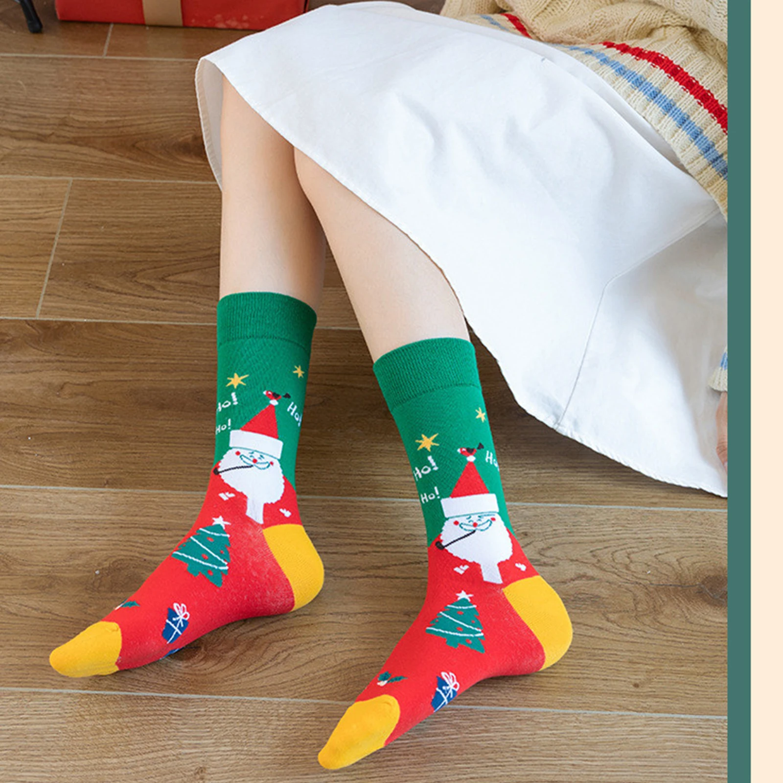 5 أزواج من جوارب عيد الميلاد، جوارب عطلة ملونة ممتعة، مجموعة جورب مريحة مبتكرة للنساء والرجال، هدايا عيد الميلاد المضحكة #3