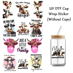 4pcs/Set Funny Cows UV DTF Cup Wraps Decals DIY Waterproof Self-Adhesive Stickers For Mug Water Bottle Cup DTF Transfer Stickers