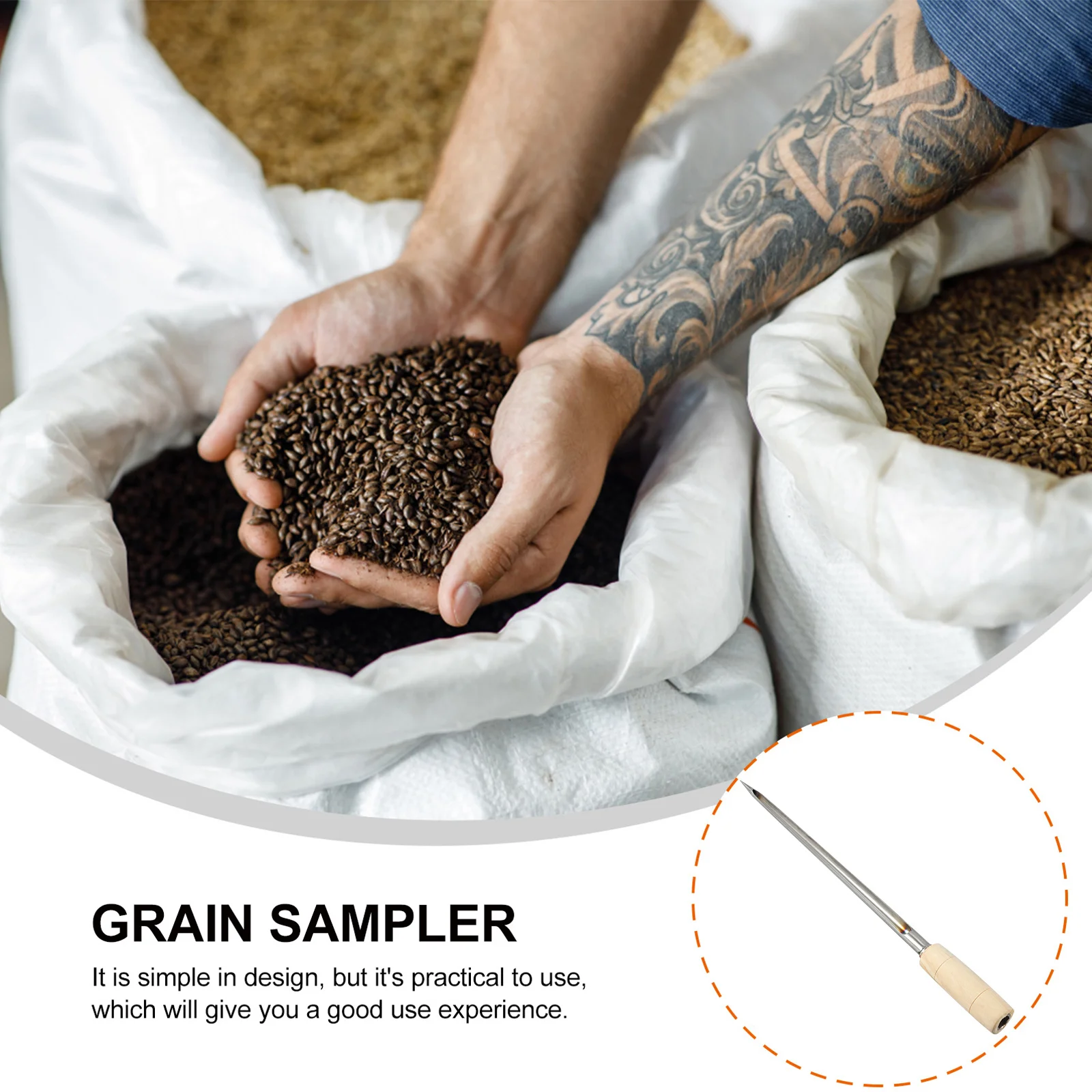 Stainless Steel Wheat Sampler Heavy Duty Grain Rice Metal Soil Agriculture Tool Wheat Sampler Agriculture Supply