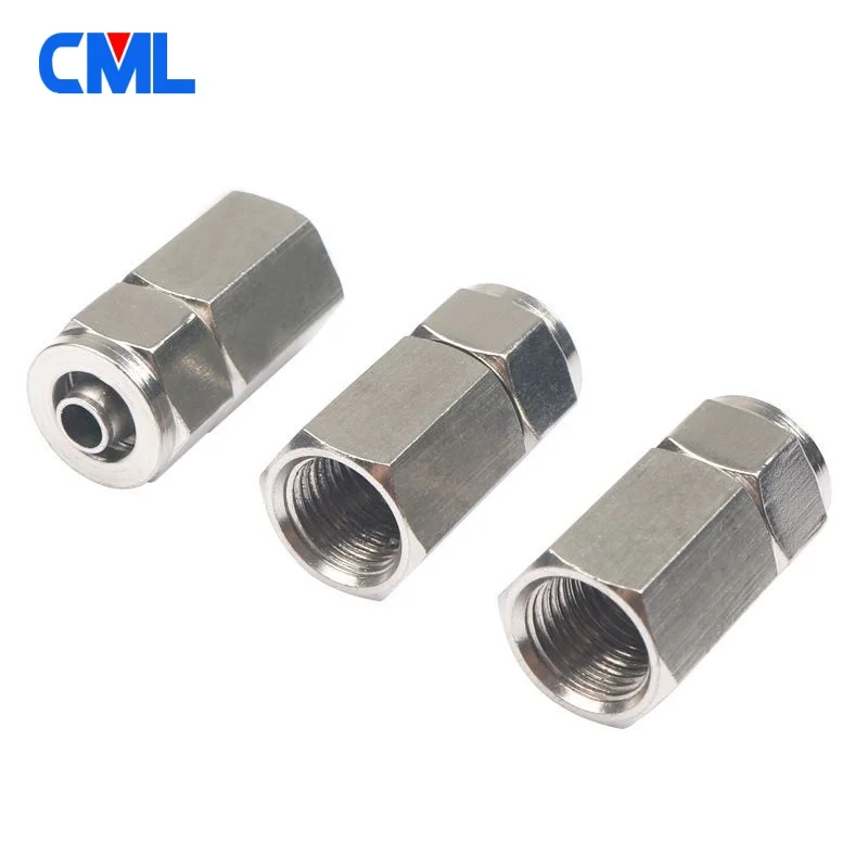 

304 Stainless Steel 1/8" 1/4" 3/8" 1/2" BSP Female Thread To 6 8 10 mm Quick Tube Pipe Fitting Union Connector Fit PU PTFE Tube