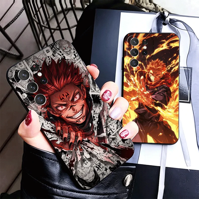 Anime Ryomen Sukuna JUJUSU Silicone Phone Case for Samsung Galaxy S22 S23 S24 S25 S26 Ultra FE Plus Edge S21 S20 + Black Soft Co